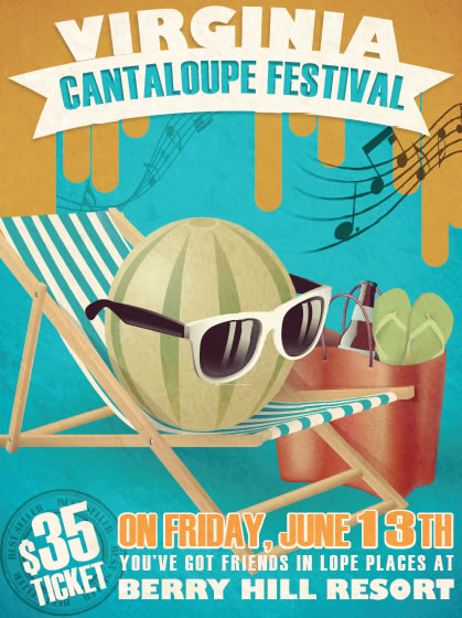 Virginia Cantaloupe Festival poster design, custom illustration
